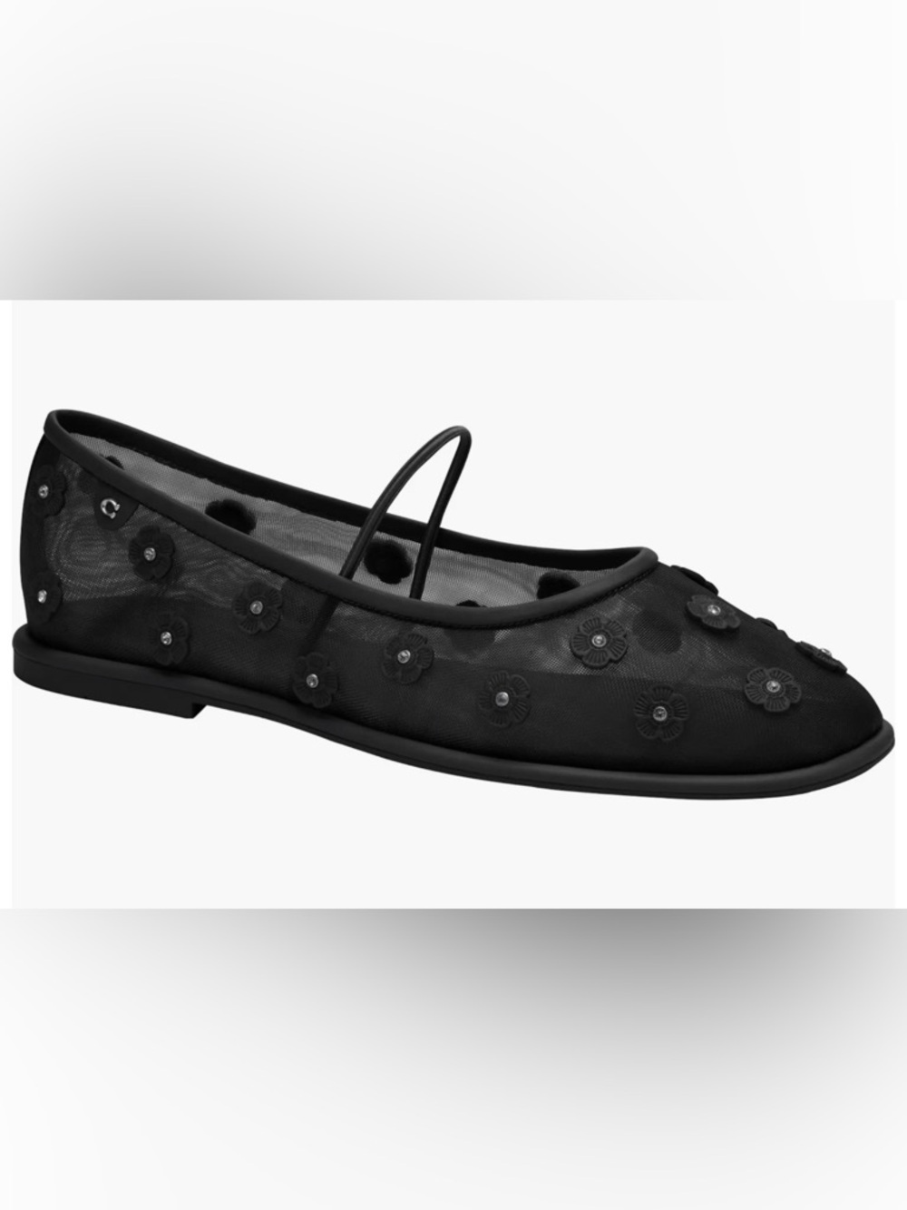 COACH Emilia Tea Rose Mesh Mary Jane Flat size 8 NEW in box Black